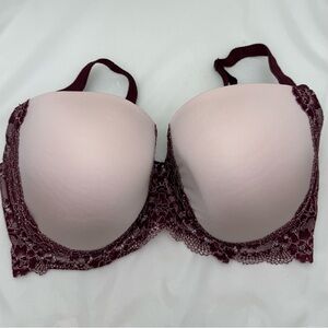 Camio Mio Mauve Lace Push Up Plunge Bra 36H Padded Full Bust Lingerie